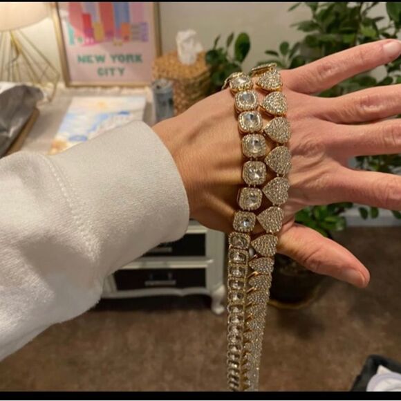 Two piece iced.  Out Diamond CZ Miami Cuban Link Chain, 2PCS Cluster 15MM (gold) - Picture 1 of 2